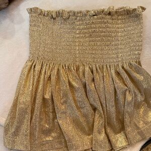 QUEEN OF SPARKLES Gold Glitter Kids Shorts